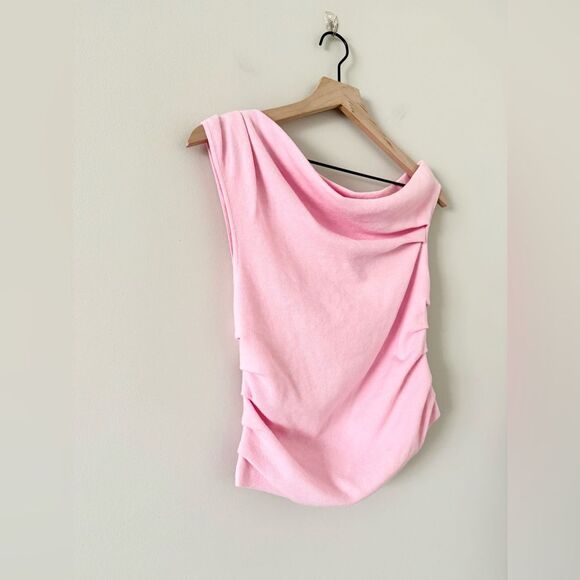 Le Lis Collection Asymmetrical Neckline Sleeveless Sweater in Pink - Size M - Picture 4 of 7